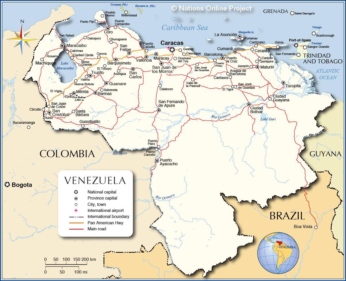детаљна мапа Венецуеле