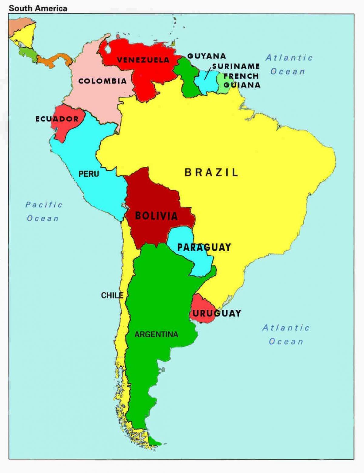 карта Венецуеле и суседних земаља