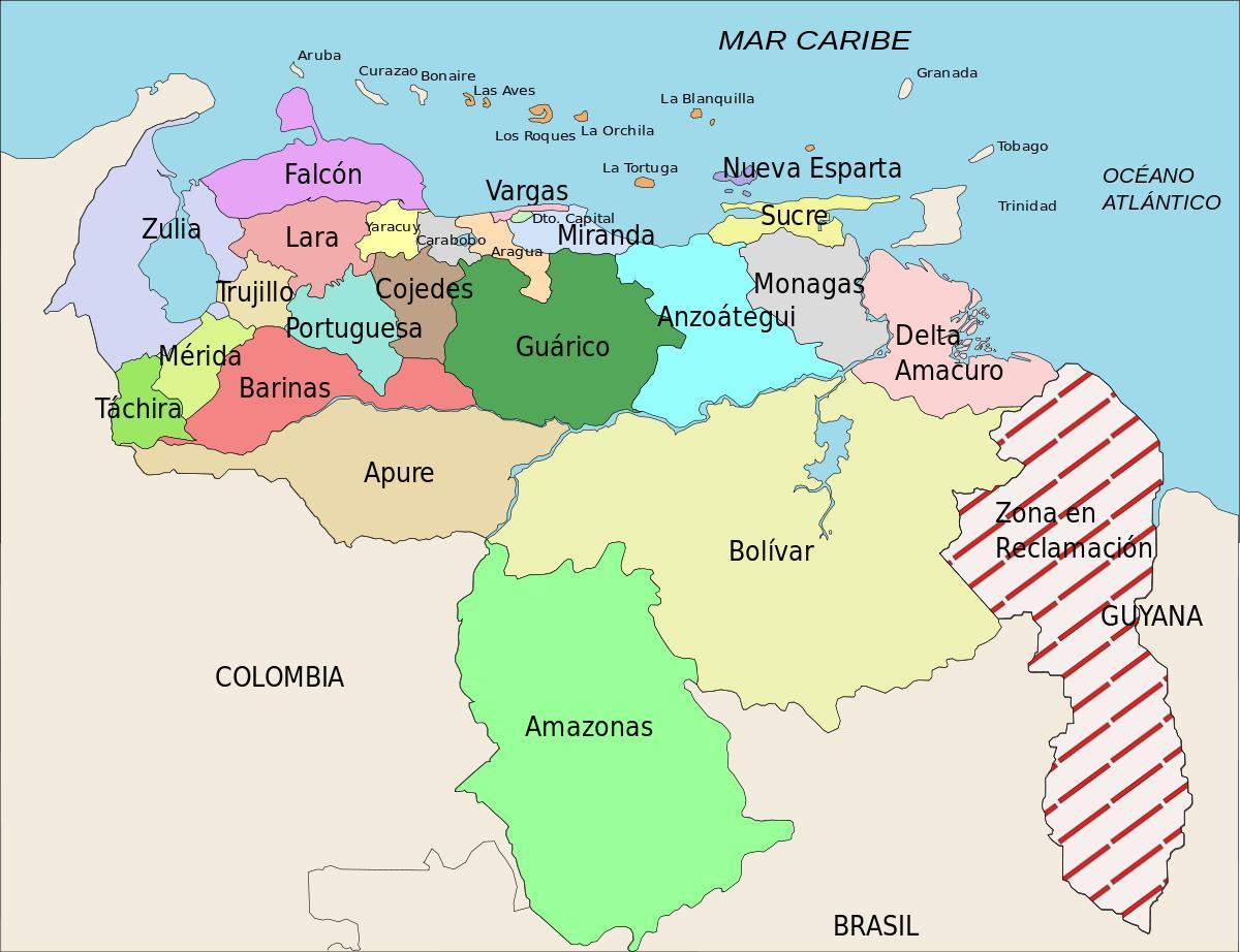 мапа држава Венецуеле