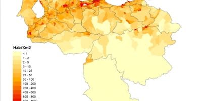 Венецуела карта густине насељености 